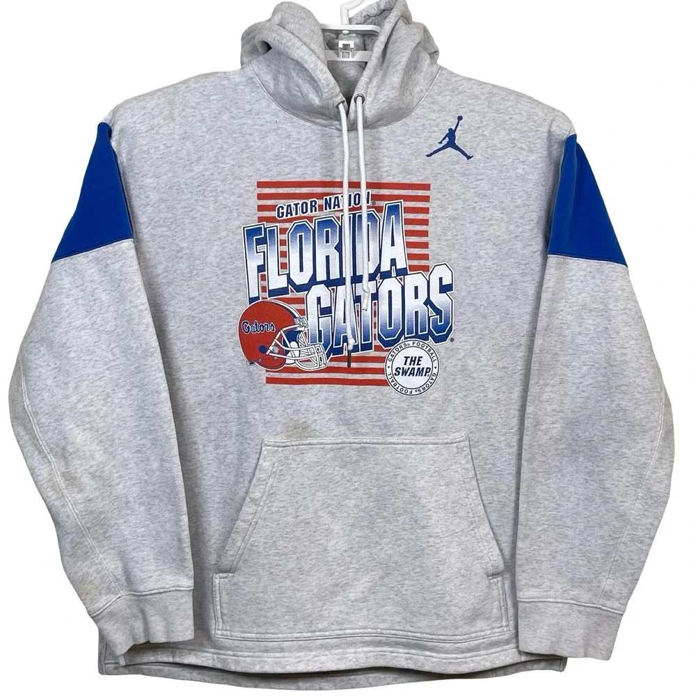 Vintage Air Jordan Florida Gators Hoodie M‎ Gray Gator Nation The Swamp Pullover